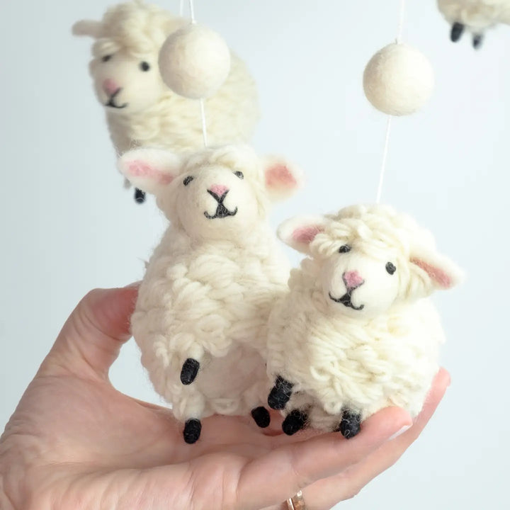 White Sheep Felt Mobile