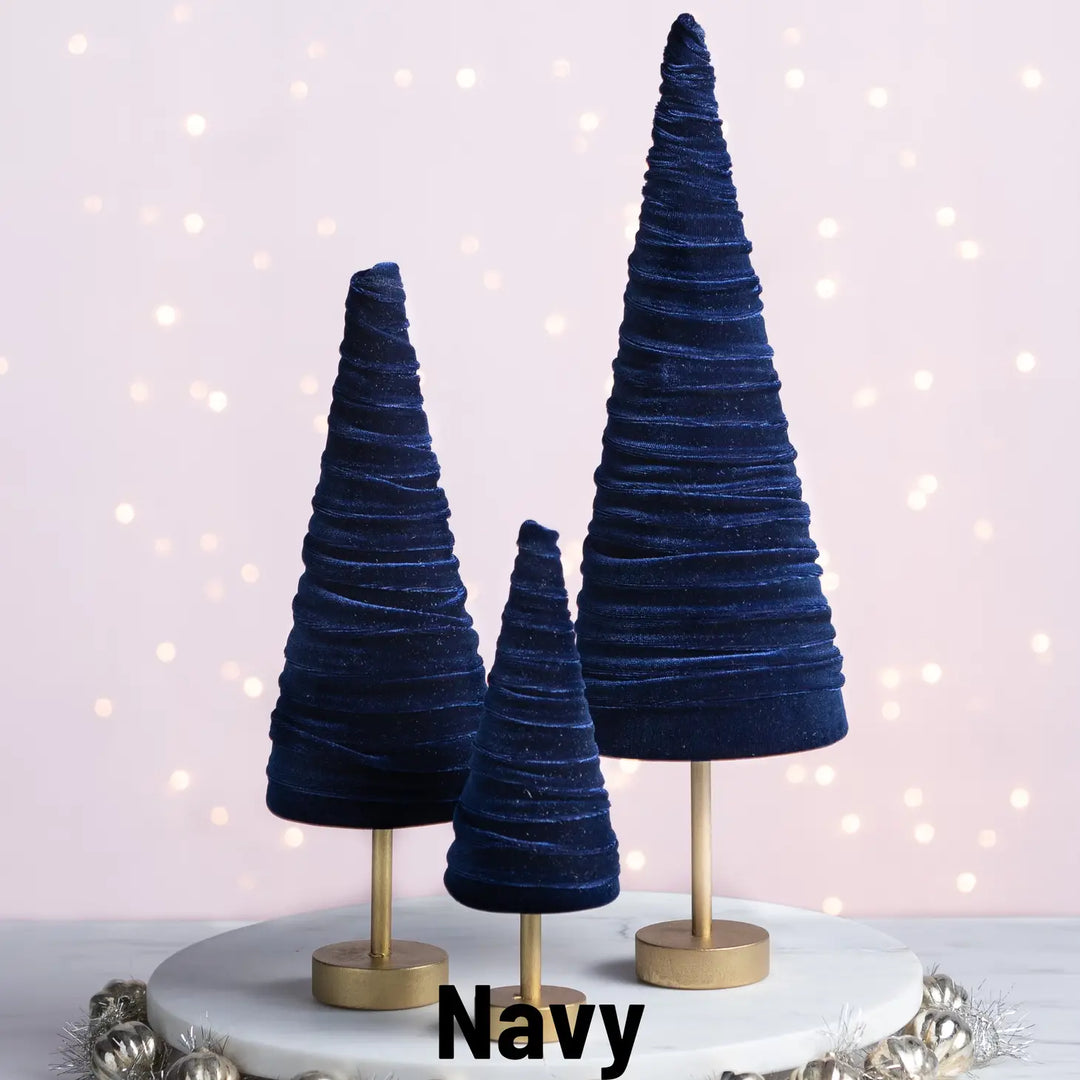 Handmade Pedestal Velvet Trees (Set of 3)