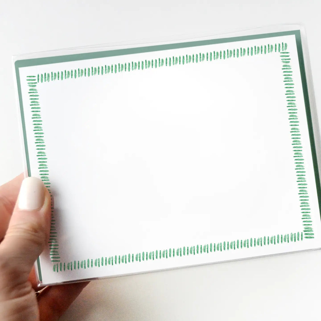 Emerald Green Dashed Notecards (Set of 8)