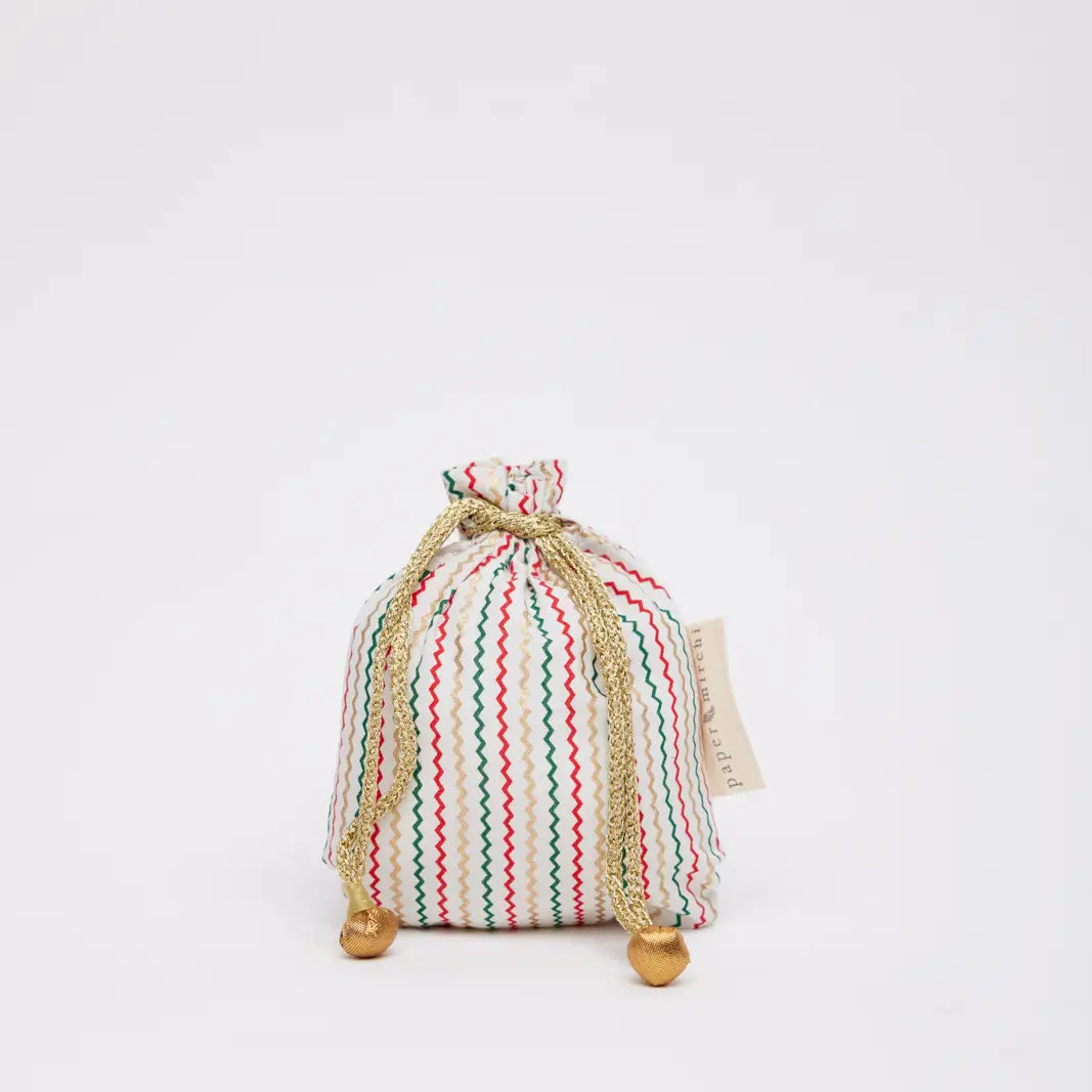 Fabric Gift Bag - Festive Stripes