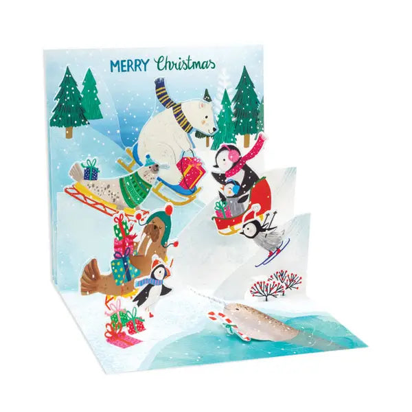 Arctic Sledding Treasures Pop-up Card