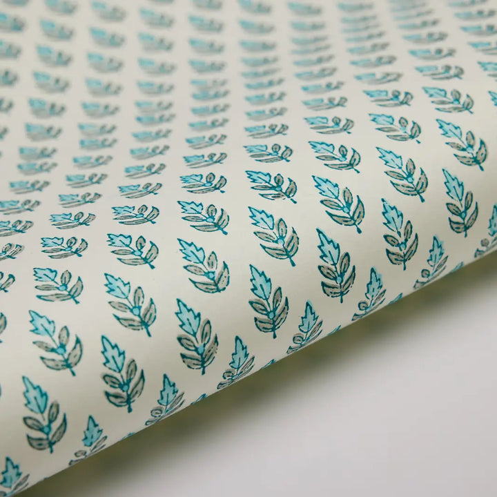 Hand Block Printed Gift Wrap Sheets - Buti Turquoise (Roll)