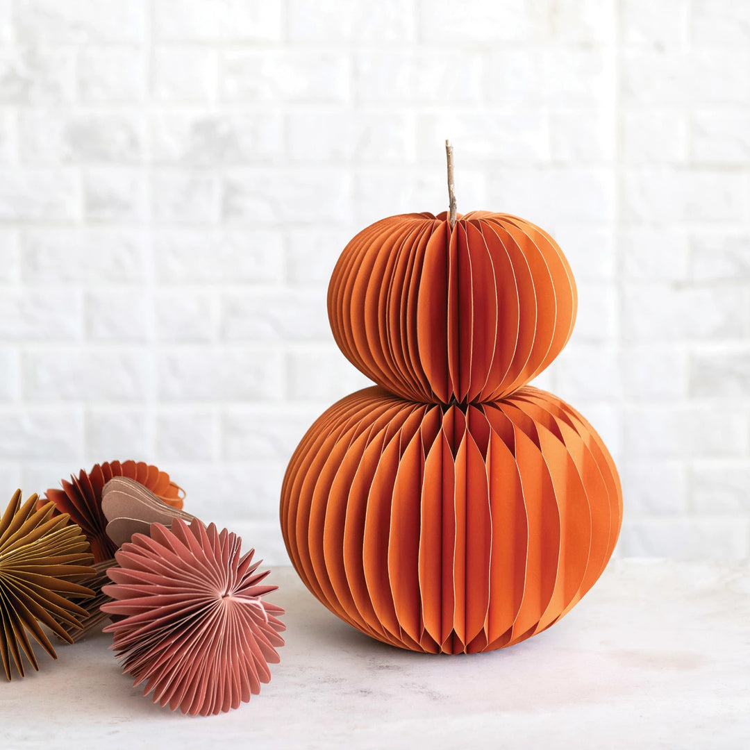 Honeycomb Pumpkin with Dried Natural Twig Stem