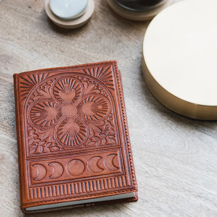 Embossed Brown Leather Moon Phase Journal