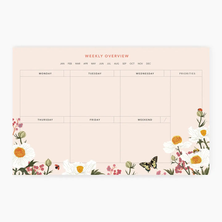 Poppy Field Weekly Overview Notepad