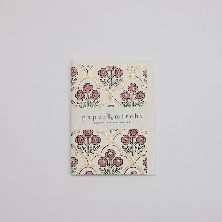 Hand Block Printed Greeting Card - Trellis Pink Earth