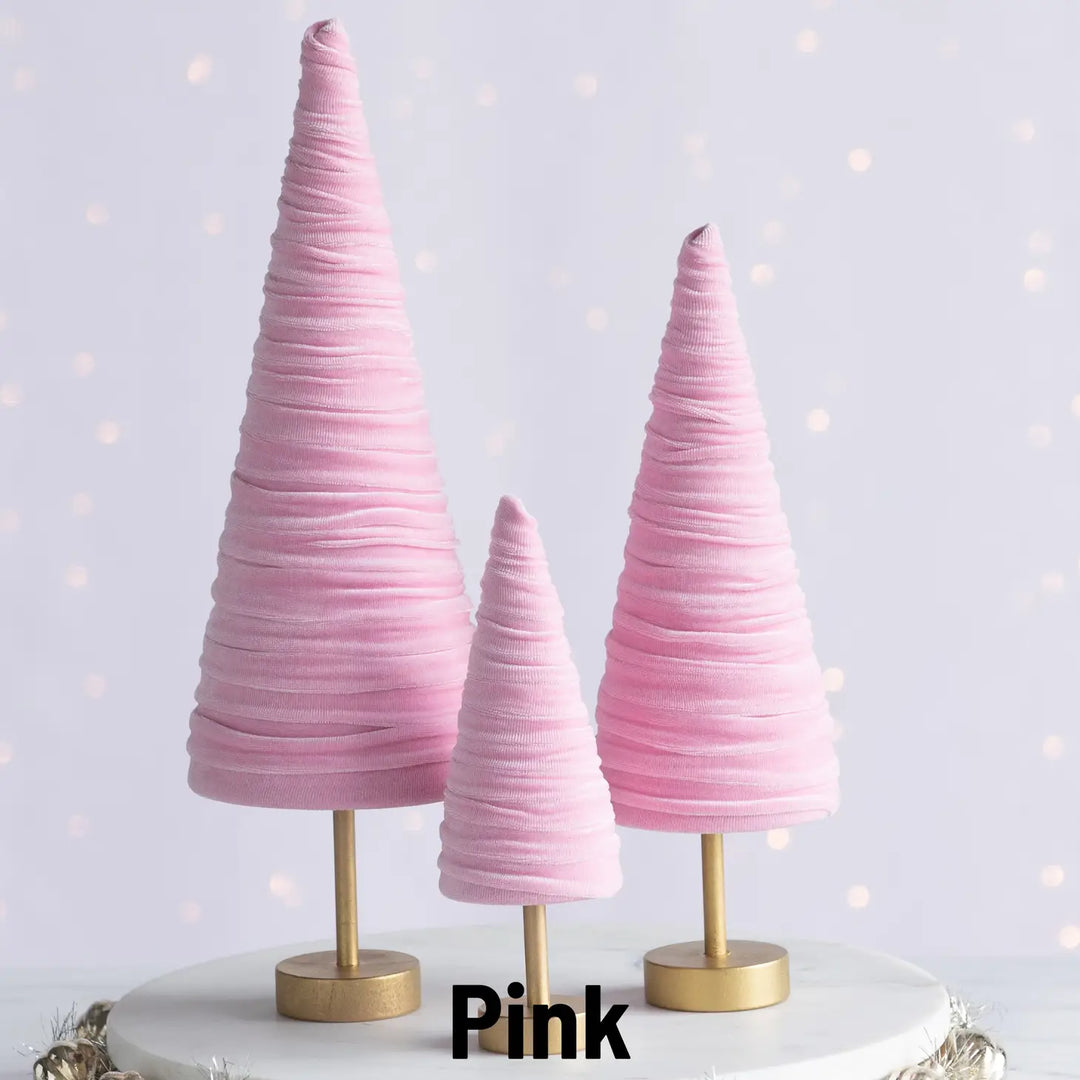 Handmade Pedestal Velvet Trees (Set of 3)