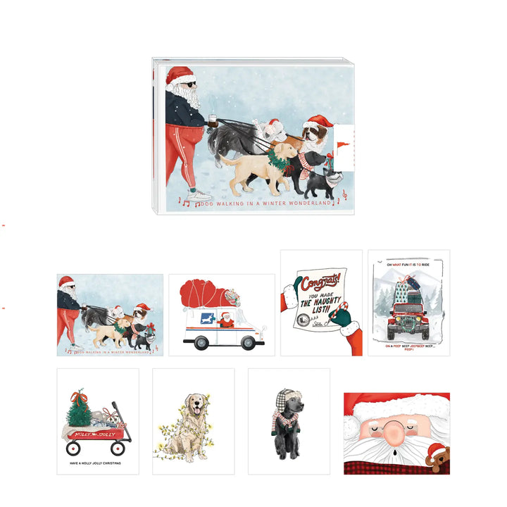 Santa and Dogs Assorted Boxed Cards (Set of 8)