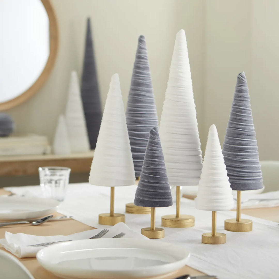 Handmade Pedestal Velvet Trees (Set of 3)