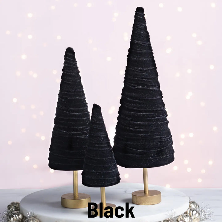 Handmade Pedestal Velvet Trees (Set of 3)