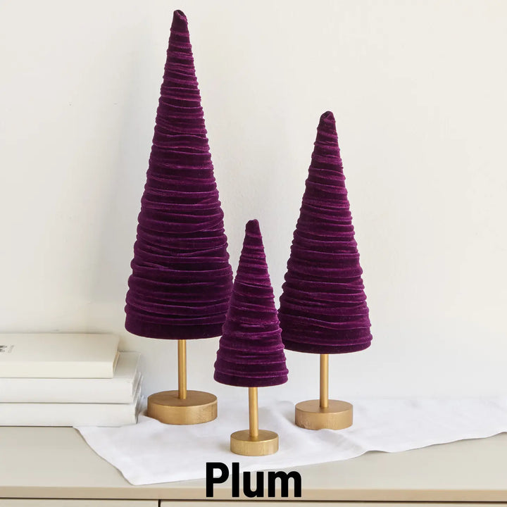 Handmade Pedestal Velvet Trees (Set of 3)