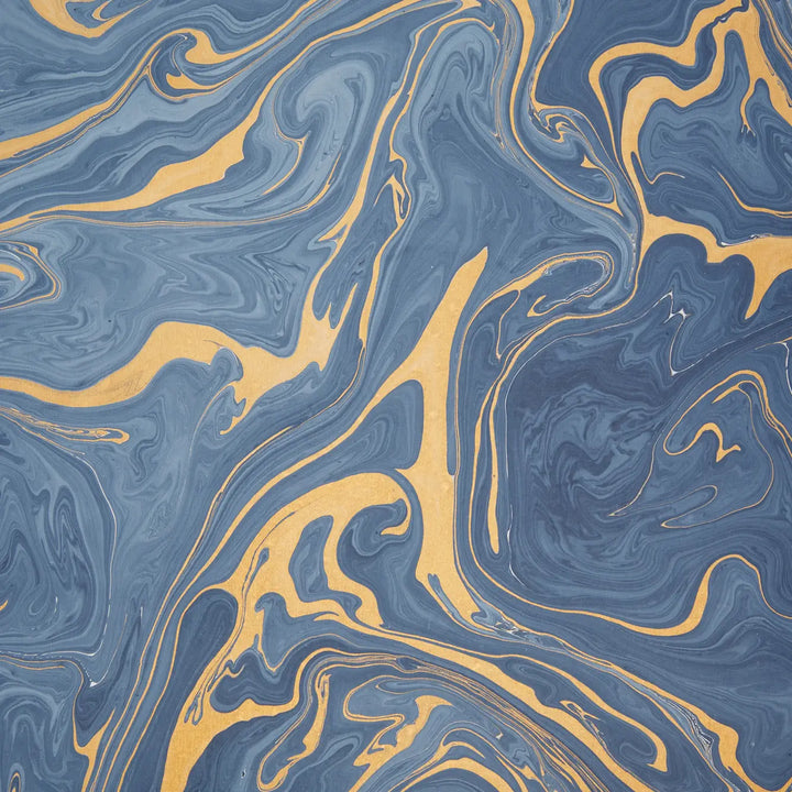 Hand Marbled Gift Wrap Sheets - Ink Blue (Roll)