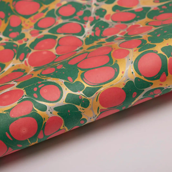 Hand Marbled Gift Wrap Sheets - Stone Festive Mix (Roll)