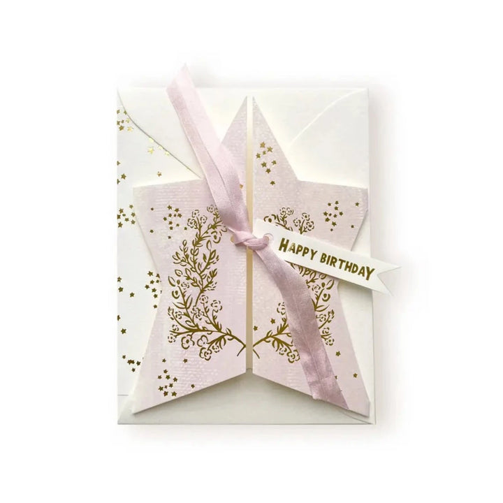 Lilac Gold Star Birthday Card