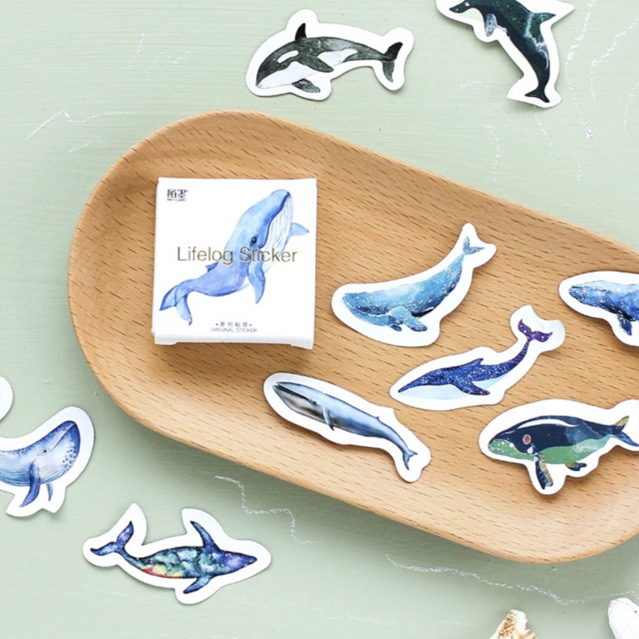 Blue Whale Stickers - pack of 45