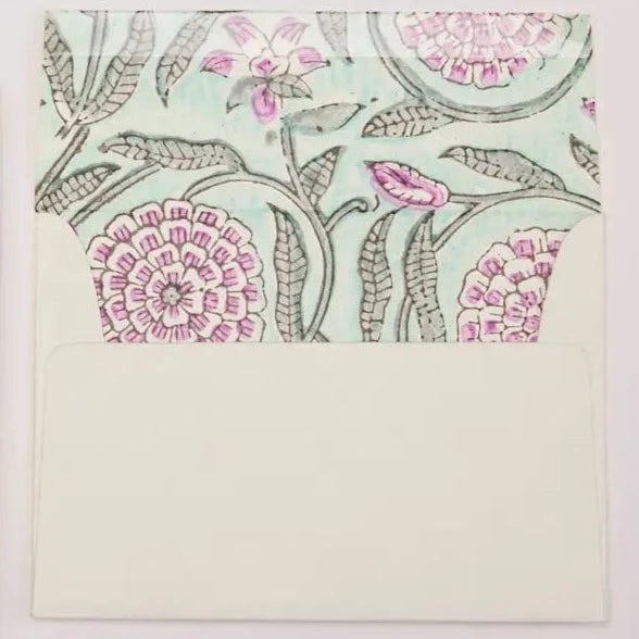 Hand Block Printed Greeting Card - Rajmala Teal